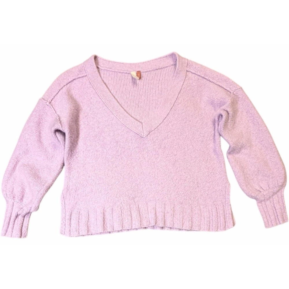 Pilcro Lilac Deep V Neck Sweater XS Cropped Boxy Slouchy‎ Oversized Knit Cozy